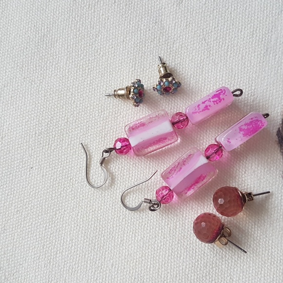 Set of 6 Pink & Green Earring Bundle (pierced ears) - Picture 8 of 14